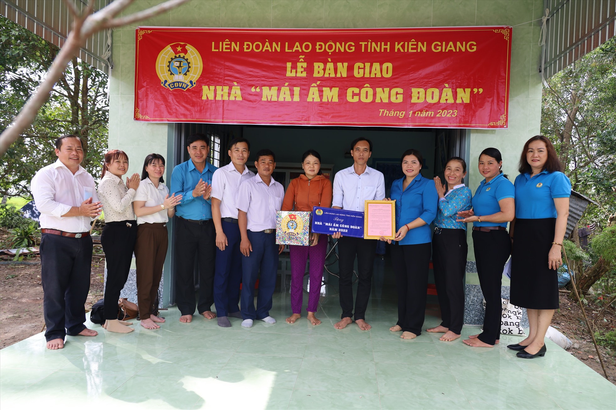 Ngôi nhà Mái ấm Công đoàn trao cho đoàn viên Trần Hoàng Thái. Ảnh: Mỹ Linh