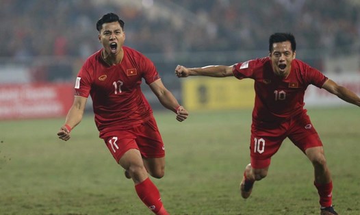 Bàn thắng của Văn Thanh ở cuối trận giúp tuyển Việt Nam có trận hoà trước Thái Lan. Ảnh: Tô An