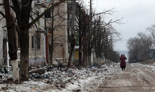 Một con phố ở Siversk, vùng Donetsk, Ukraina. Ảnh: AFP