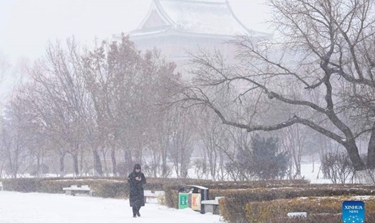 Không khí lạnh khiến tuyết rơi dày ở Trung Quốc. Ảnh: Xinhua