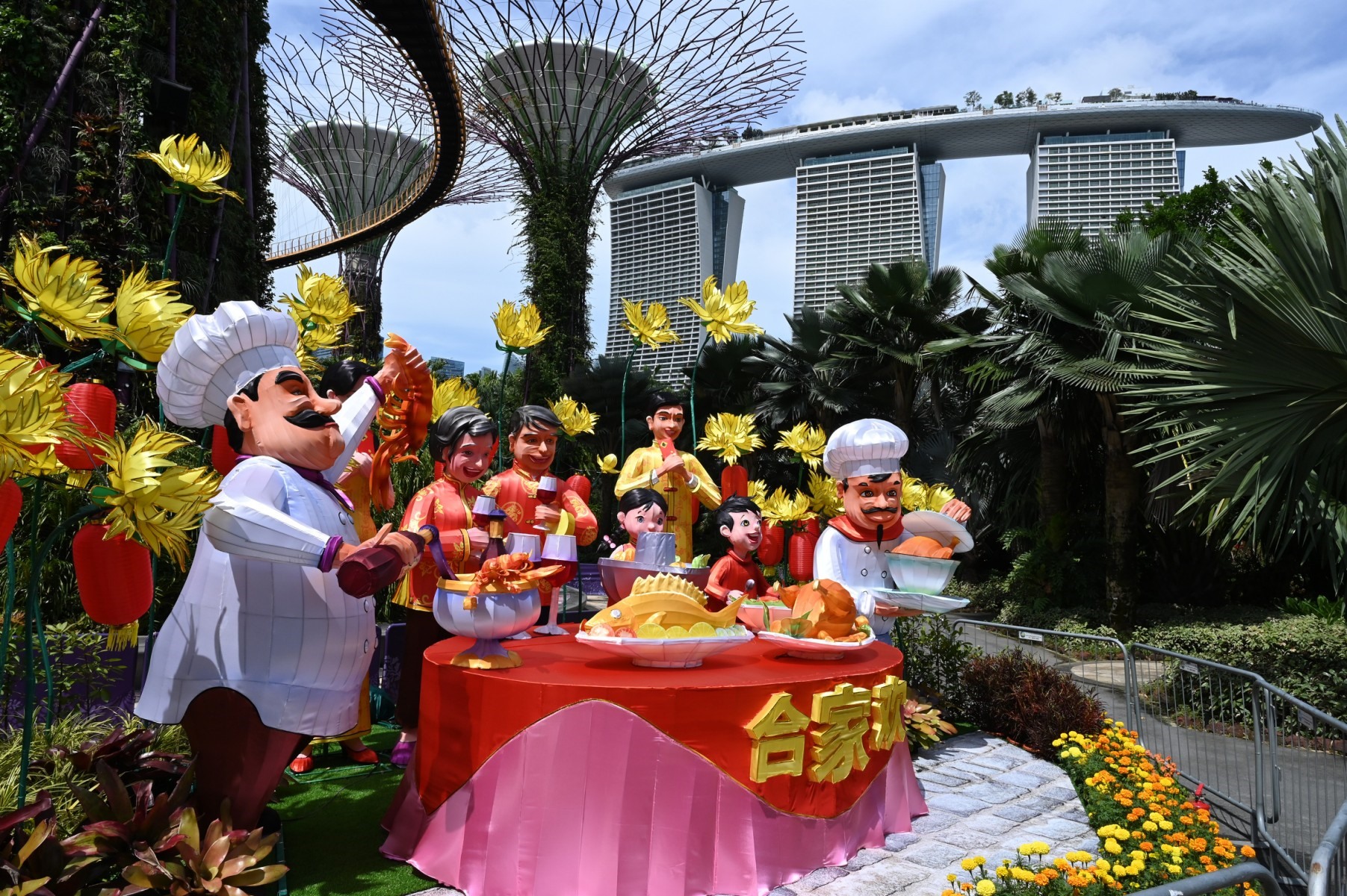 Hoạt động đón Tết Nguyên đán ở Singapore năm 2021. Ảnh: AFP