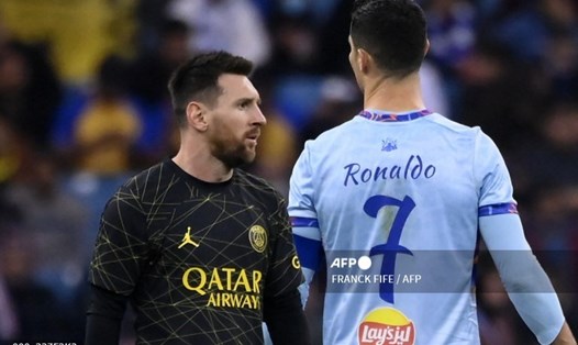 Dù không mang nhiều ý nghĩa nhưng Messi và Ronaldo đều ghi bàn tại Saudi Arabia.  Ảnh: AFP