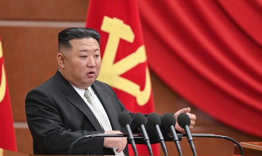 Nhà lãnh đạo Kim Jong-un trong phiên họp toàn thể Ban chấp hành Trung ương Đảng Lao động Triều Tiên. Ảnh: AFP/KCNA