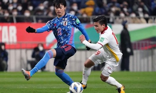 Tuyển Việt Nam từng hòa tuyển Nhật Bản 1-1 tại vòng loại World Cup 2022 dưới sự dẫn dắt của huấn luyện viên Park Hang-seo. Ảnh: AFP