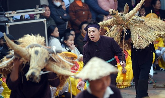 Lễ  hội trâu rơm, bò rạ diễn ra tại xã  Đại Đồng (Vĩnh Tường, Vĩnh Phúc) sáng mùng 4 tháng giêng.