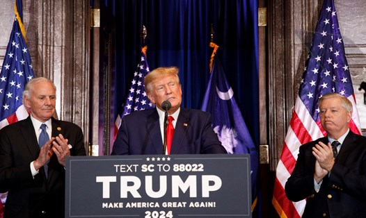 Cựu Tổng thống Donald Trump tuyên bố tranh cử tại Nam Carolina hôm 28.1.2023. Ảnh: AFP