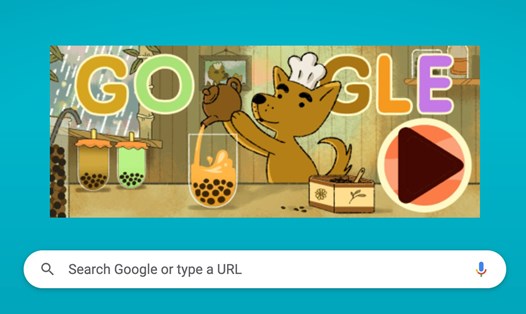 Google Doodle ngày 29.1 tôn vinh trà sữa. Ảnh chụp màn hình