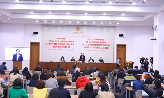 Họp báo về chương trình kỳ họp bất thường lần thứ 2, Quốc hội khóa XV. Ảnh: Phạm Đông