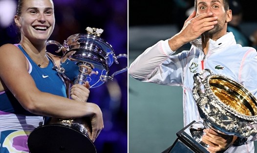 Aryna Sabalenka và Novak Djokovic vô địch nội dung đơn tại Australian Open 2023. Ảnh: AO