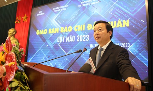 Phó Thủ tướng Chính phủ Trần Hồng Hà phát biểu tại Giao ban báo chí đầu xuân Quý Mão. Ảnh: T.Vương