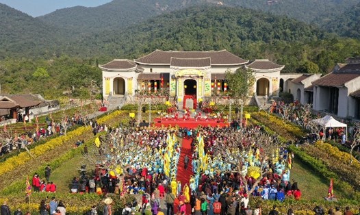Quảng cảnh buổi lễ khai hội Xuân Yên Tử 2023. Ảnh: Nguyễn Hùng