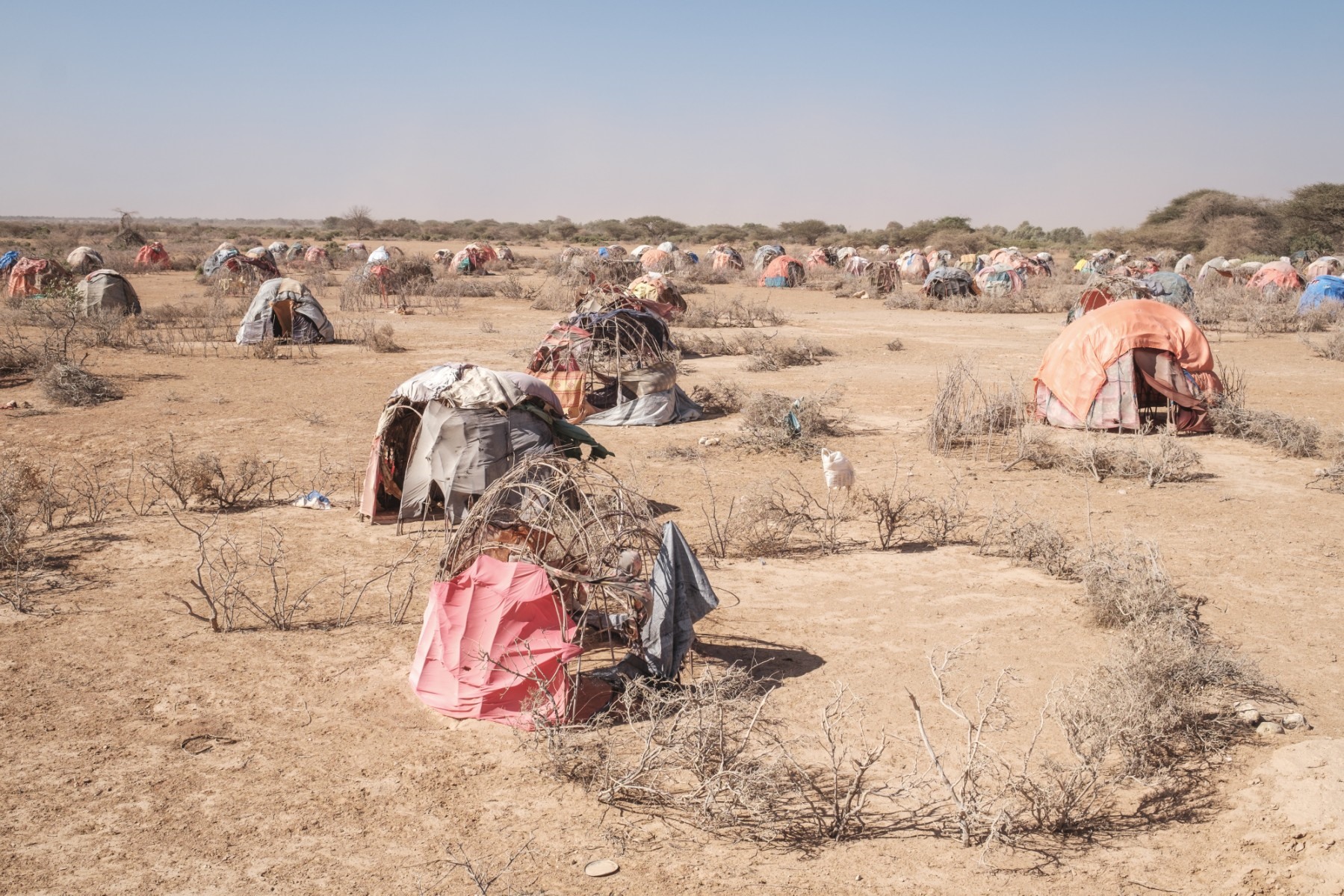 Một khu định cư bị bỏ hoang gần thành phố Gode, Ethiopia, ngày 12.12023, trong bối cảnh nước này hạn hán nghiêm trọng. Ảnh: AFP