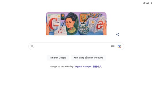 Google Doodle hôm nay (1.2) tôn vinh Sương Nguyệt Anh - con gái nhà thơ Nguyễn Đình Chiểu. Ảnh chụp màn hình