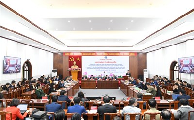 Toàn cảnh hội nghị tại điểm cầu Trung ương ở Thủ đô Hà Nội. Ảnh: Phạm Đông