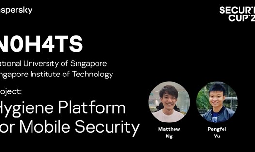 Dự án Nền tảng bảo mật cho di động (Hygiene Platform for Mobile Security - HPMS) của những sinh viên công nghệ Singapore được vinh danh tại Secur’IT Cup 2022. Ảnh: Đỗ Khang