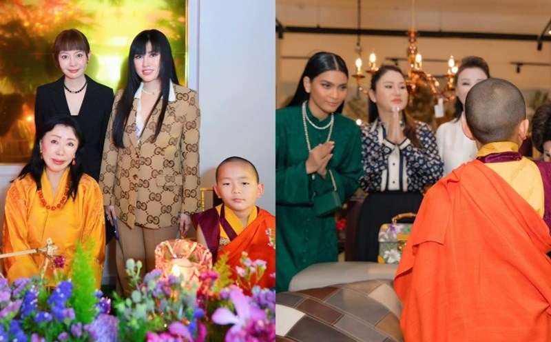 Hoàng Thái hậu Bhutan cảm kích sự đón tiếp của Hoa hậu Hải Dương. Ảnh: NSCC.