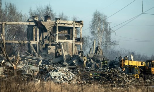 Điểm đóng quân tạm thời của Nga ở Makeyevka, Donetsk, bị Ukraina tấn công. Ảnh: Sputnik