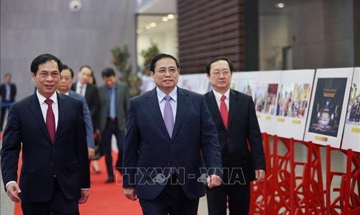 Thủ tướng Phạm Minh Chính dự hội nghị tổng kết công tác ngành ngoại giao sáng 10.1. Ảnh: TTXVN