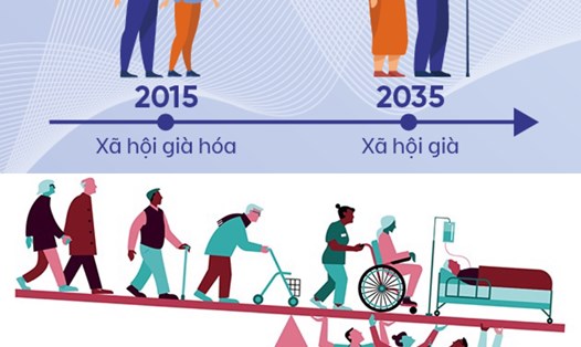 Tốc độ già hóa dân số ở Việt Nam ngày càng tăng cao. Đồ họa: Hương Giang