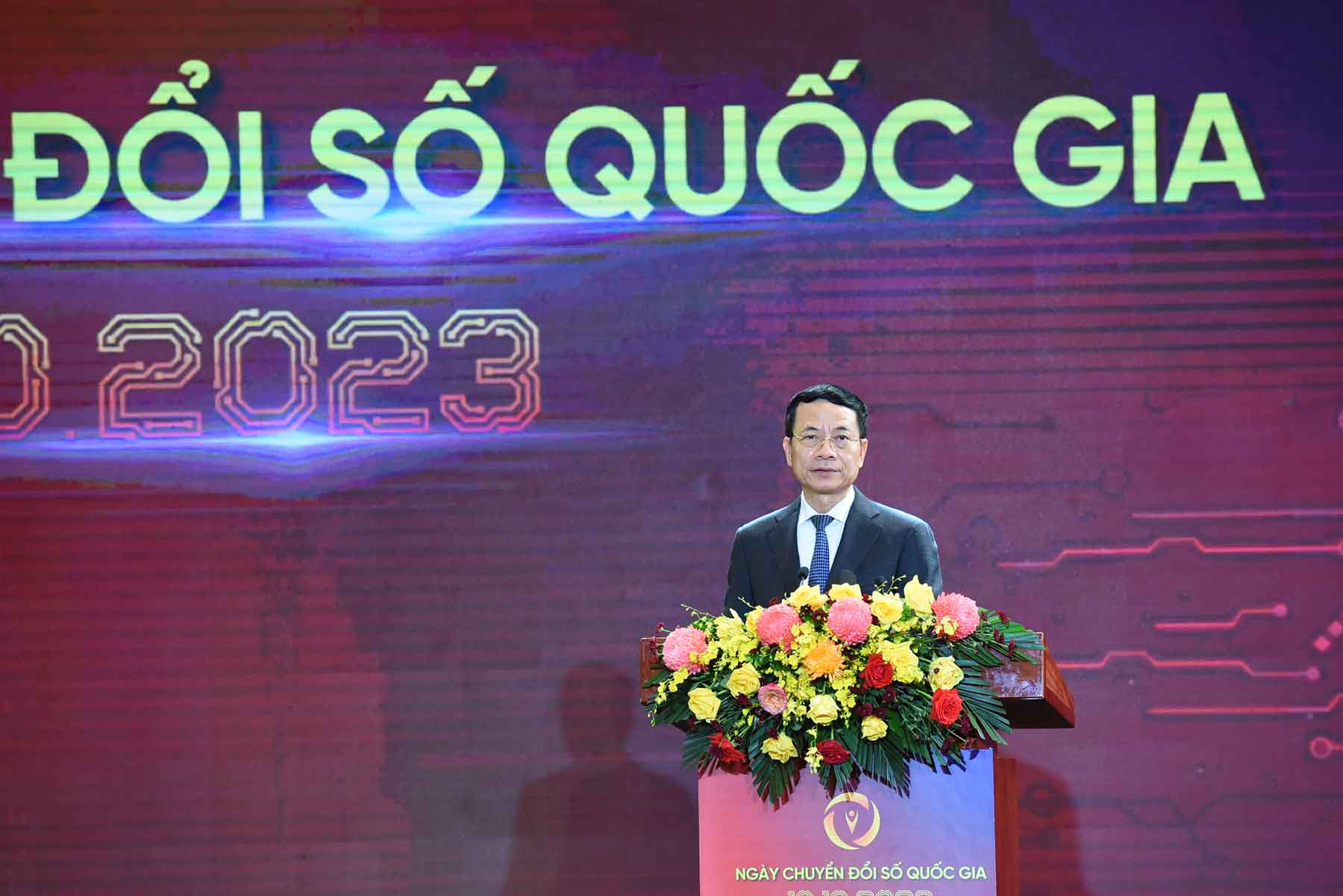 Bộ trưởng Bộ Thông tin và Truyền thông Nguyễn Mạnh Hùng phát biểu. Ảnh: Hải Nguyễn