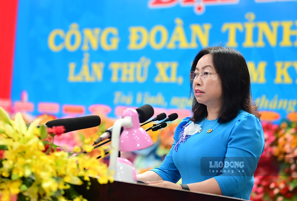 Phó Chủ tịch Tổng LĐLĐ Việt Nam Thái Thu Xương phát biểu chỉ đạo Đại hội. Ảnh: Đạt Phan