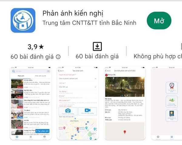 App phản ánh kiến nghị tỉnh Bắc Ninh. Ảnh: Chụp màn hình