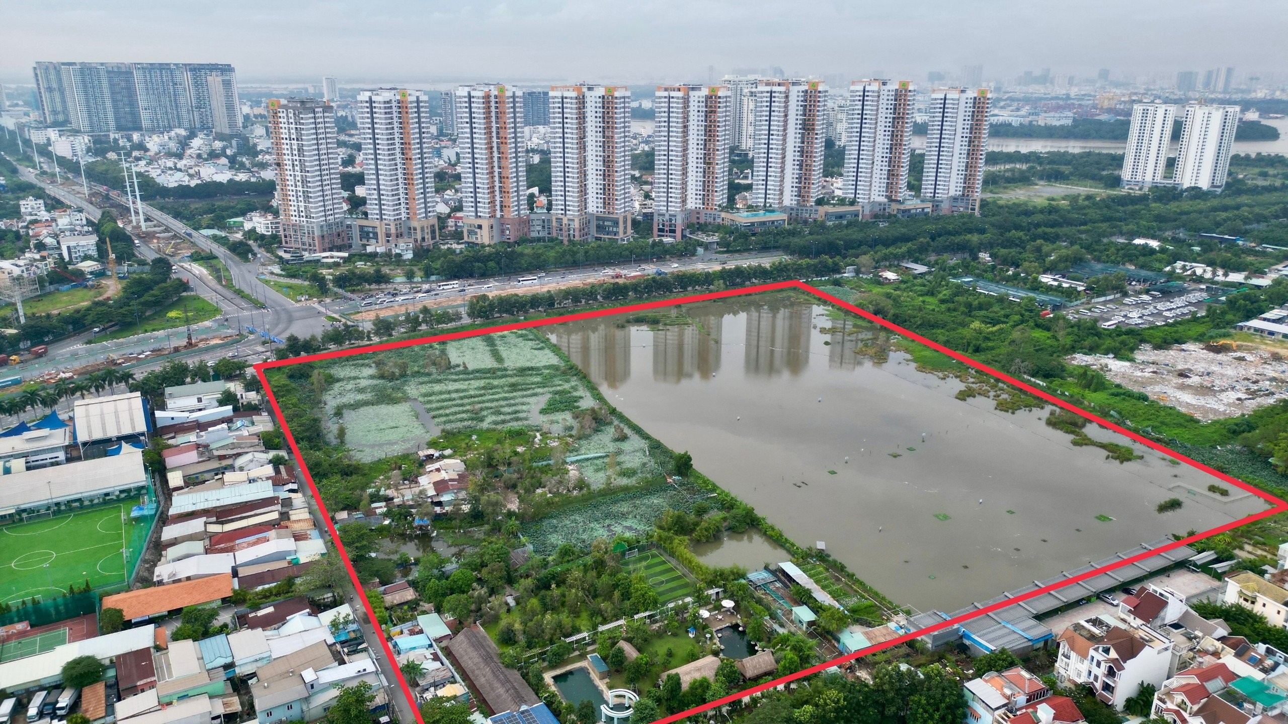 Vị trí dự kiến xây dựng ga Thủ Thiêm thuộc phường An Phú, TP Thủ Đức. Ảnh: Hữu Chánh