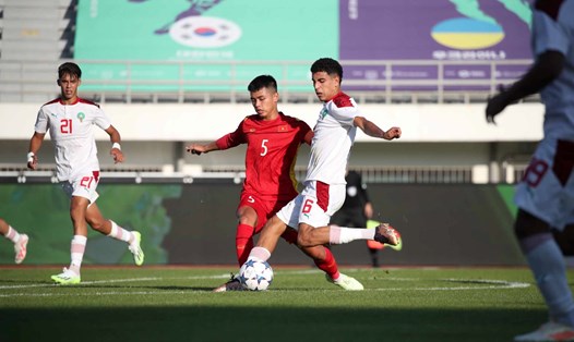 U18 Việt Nam không thể tạo bất ngờ trước U18 Maroc. Ảnh:  VFF