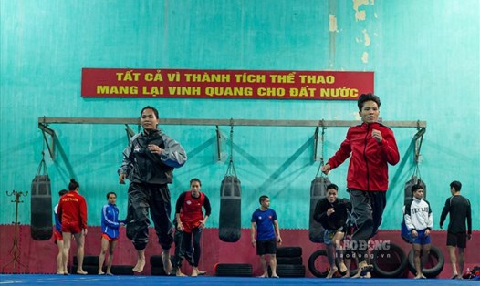 Đội tuyển Kun Bokator Việt Nam tập luyện tại Trung tâm Huấn luyện Thể thao quốc gia Hà Nội. Ảnh: Minh Quân