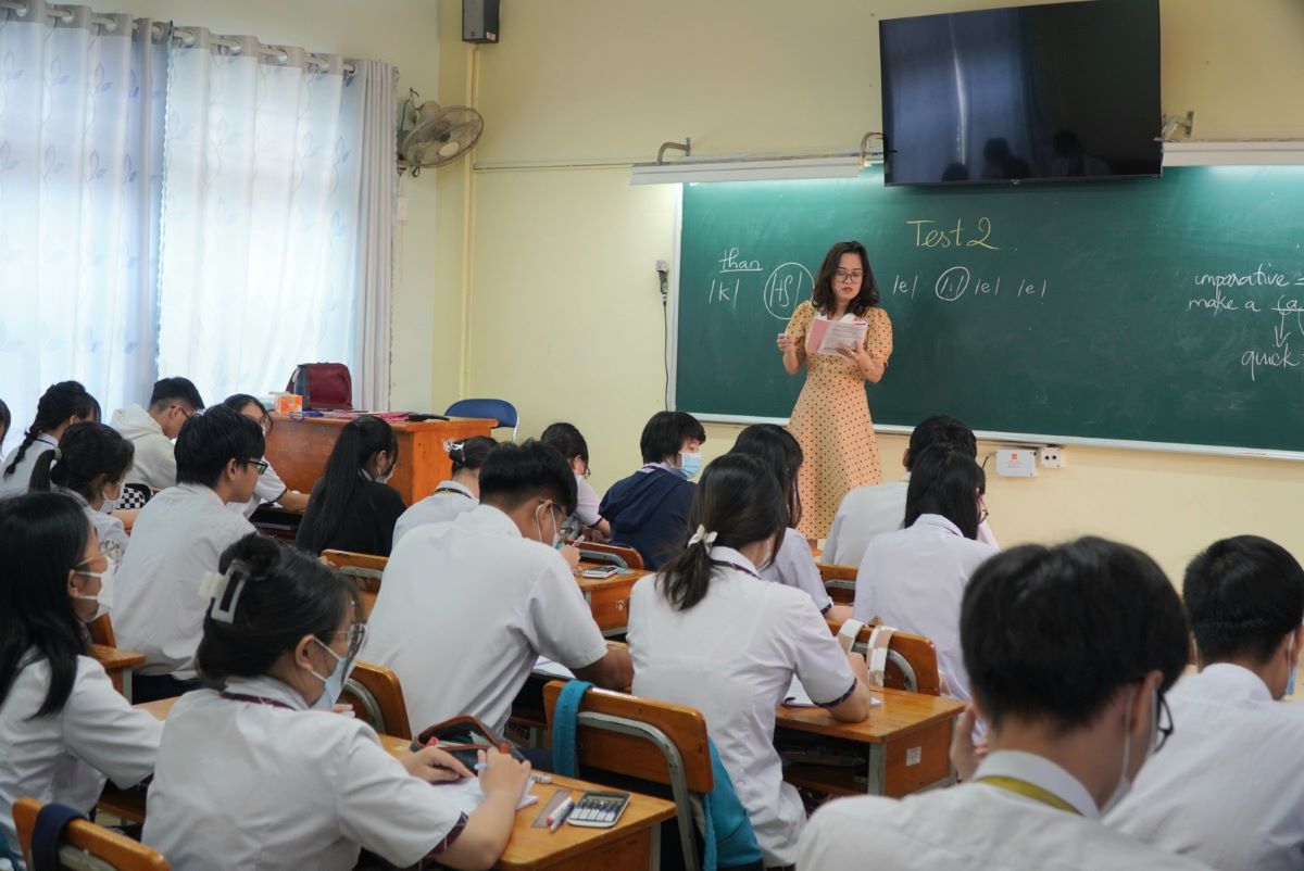 Một tiết học trên lớp tại Trường THPT Tây Thạnh (quận Tân Phú). Ảnh: Chân Phúc