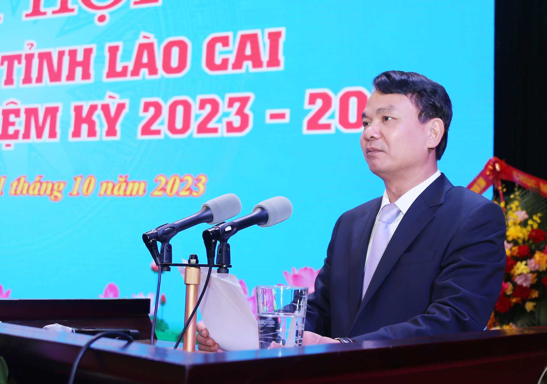Bí thư Tỉnh uỷ Lào Cai Đặng Xuân Phong phát biểu tại hội nghị. Ảnh: Long Nguyễn.