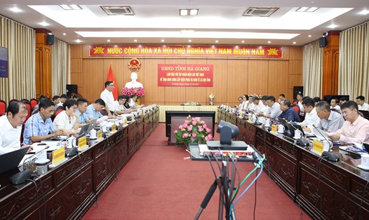 Buổi làm việc giữa UBND tỉnh Hà Giang với EVN và các đơn vị trực thuộc diễn ra sáng ngày 11.10.2023.