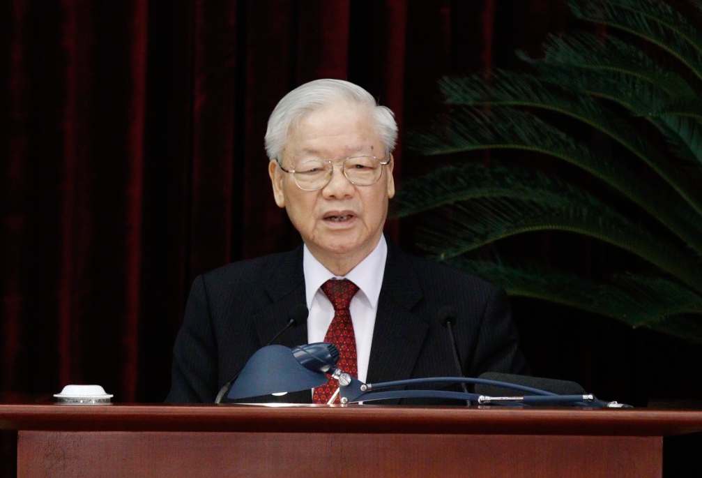 Tổng Bí thư Nguyễn Phú Trọng phát biểu bế mạc Hội nghị Trung ương 8 khoá XIII. Ảnh: Trần Vương