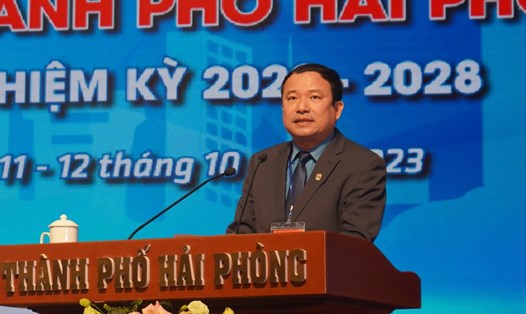 Ông Nguyễn Anh Tuân tái đắc cử Chủ tịch LĐLĐ TP.Hải Phòng khoá XV. Ảnh: Mai Dung