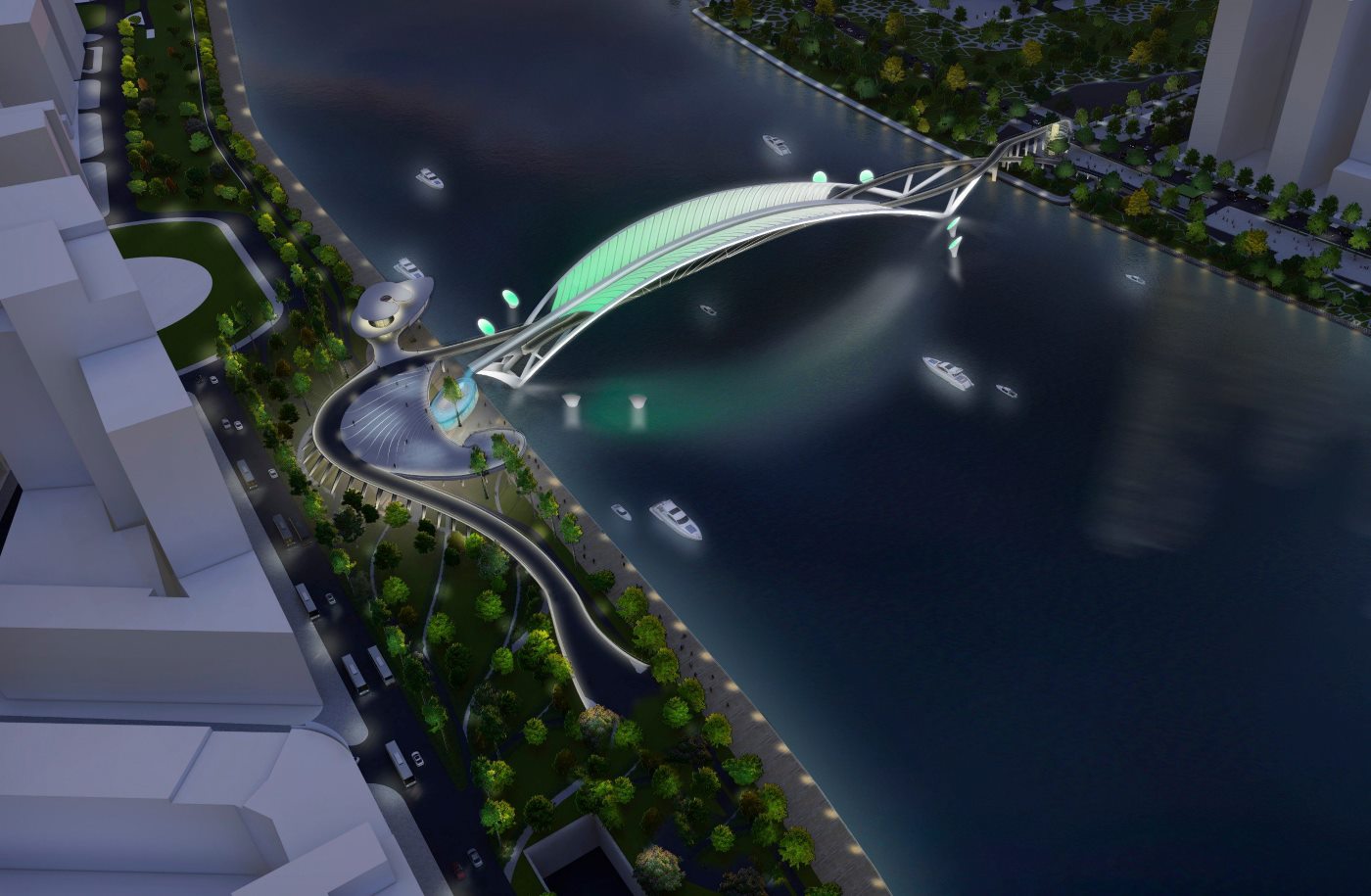 Bên đêm cầu sẽ được chiếu sáng nghệ thuật, tạo điểm nhấn trên sông Sài Gòn.