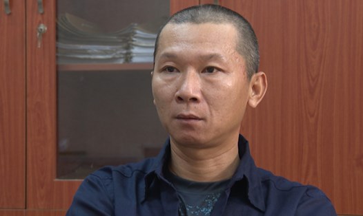 Trần Thanh Sang tại cơ quan công an - Ảnh: Công an cung cấp