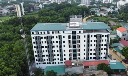 Công trình chung cư mini quy mô 9 tầng tại Thạch Thất, Hà Nội. Ảnh: Ngân Tuyền