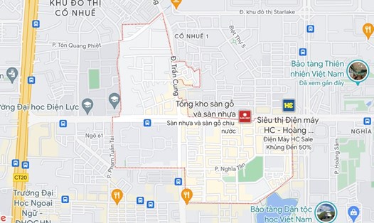 Theo đề xuất, tổng diện tích đất tự nhiên điều chỉnh về phường Nghĩa Tân là 0,28 km2. Ảnh: Google maps