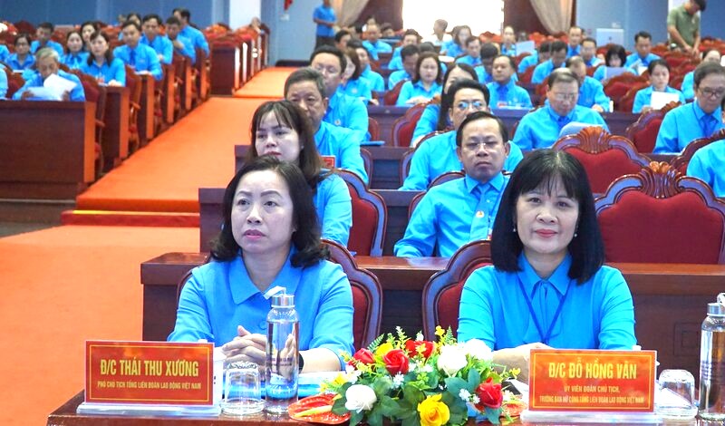 Phó chủ tịch Tổng Liên đoàn Lao động Việt Nam Thái Thu Xương dự phiên thứ nhất Đại hội công đoàn Cà Mau lần thứ XI, chiều ngày 14.10. Ảnh: Nhật Hồ