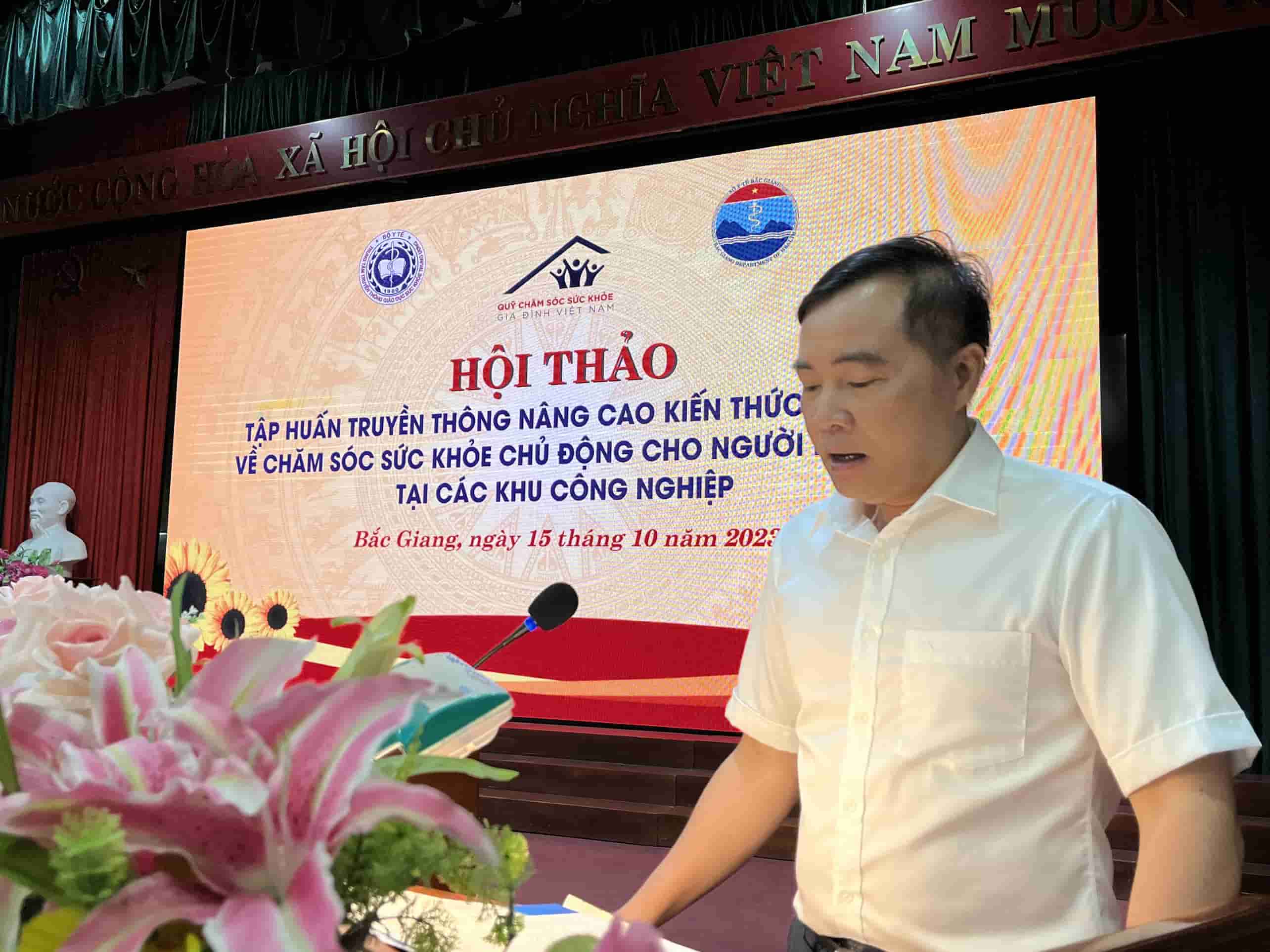  Ông Từ Quốc Hiệu - Phó Giám đốc Sở Y tế tỉnh Bắc Giang tế phát biểu tại hội thảo. Ảnh: Vân Trang  