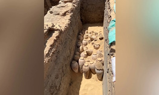 Khai quật những hũ rượu 5.000 năm trong lăng mộ nữ hoàng Ai Cập. Ảnh: Bộ Du lịch và Cổ vật Ai Cập