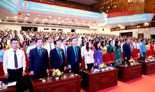 Đại hội XVII, nhiệm kỳ 2023 - 2028, Công đoàn Thành phố Hà Nội khai mạc phiên thứ nhất vào sáng 16.10. Ảnh: Mai Quý