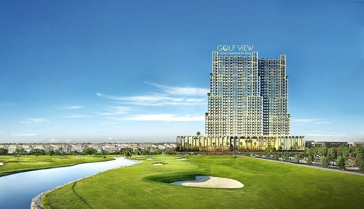 Mô hình dự án sân golf kết hợp căn hộ cho thuê dự kiến xây dựng dọc sông Cổ Cò. Ảnh Golf View Đà Nẵng