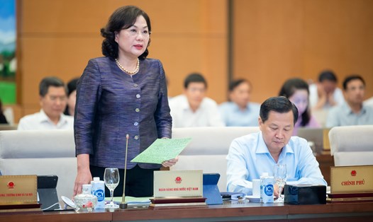 Thống đốc Ngân hàng Nhà nước Việt Nam Nguyễn Thị Hồng phát biểu. Ảnh: Phạm Thắng/QH