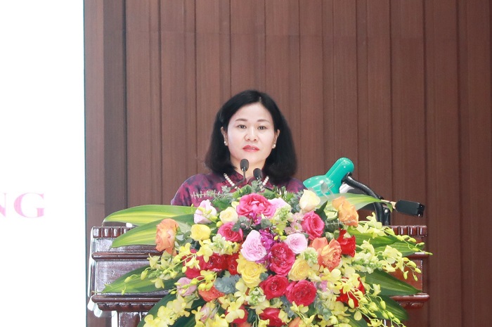 Phó Bí thư Thường trực Thành ủy Hà Nội Nguyễn Thị Tuyến phát biểu tại buổi lễ. Ảnh: Hanoi.gov.vn
