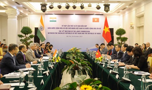 Quang cảnh kỳ họp Uỷ ban Hỗn hợp Việt Nam - Ấn Độ ngày 16.10. Ảnh: Bộ Ngoại giao