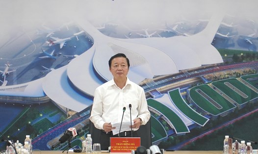  Phó Thủ tướng Trần Hồng Hà chỉ đạo tại buổi làm việc với chủ đầu tư dự án sân bay Long Thành và các bộ ngành địa phương. Ảnh: Hà Anh Chiến
