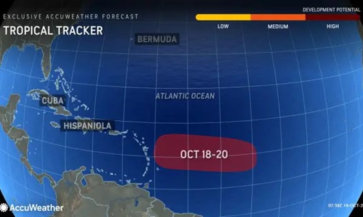 Nhiều khả năng áp thấp nhiệt đới sẽ tạo ra bão Tammy trong ít ngày tới. Ảnh: AccuWeather