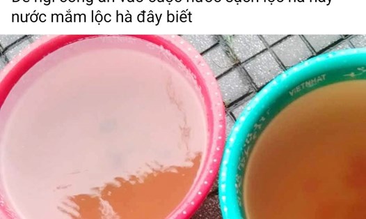 Hình ảnh người dân thị trấn Lộc Hà bức xúc đăng tải lên mạng xã hội vì nước sạch bị đục ngầu, màu vàng. Ảnh: Trần Tuấn