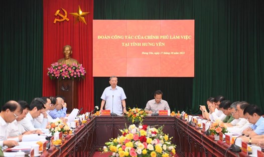 Bộ trưởng Bộ Công an Tô Lâm phát biểu kết luận buổi làm việc. Ảnh: Bocongan.gov.vn